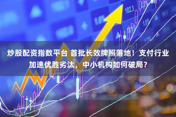 炒股配资指数平台 首批长效牌照落地！支付行业加速优胜劣汰，中小机构如何破局？